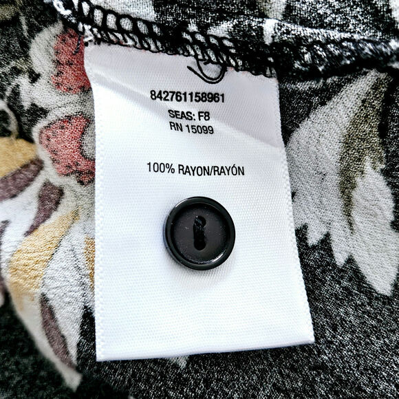 Simply Styled by Sears Size L Black Multi-Colored Long-Sleeved Leaf Floral Desig - Picture 4 of 16